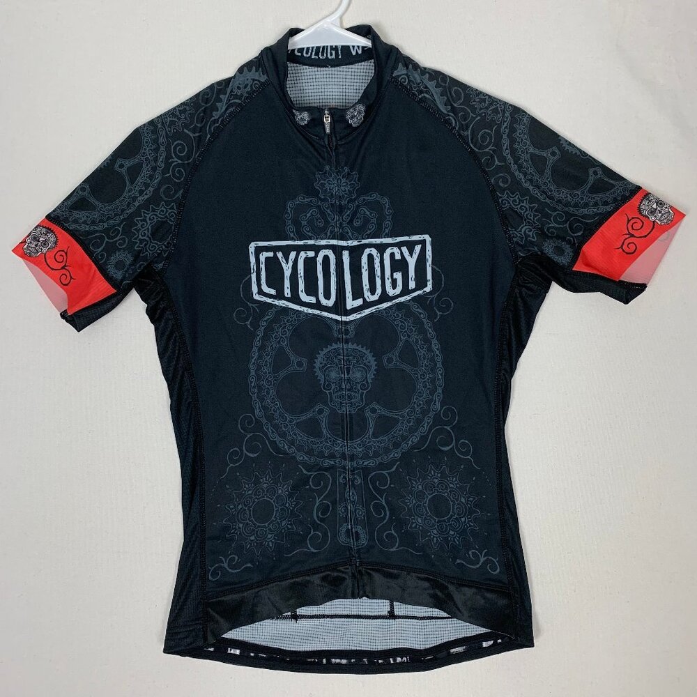 Cycology Women's Black Skull Cycling Performance Jersey Live to Ride to Live
